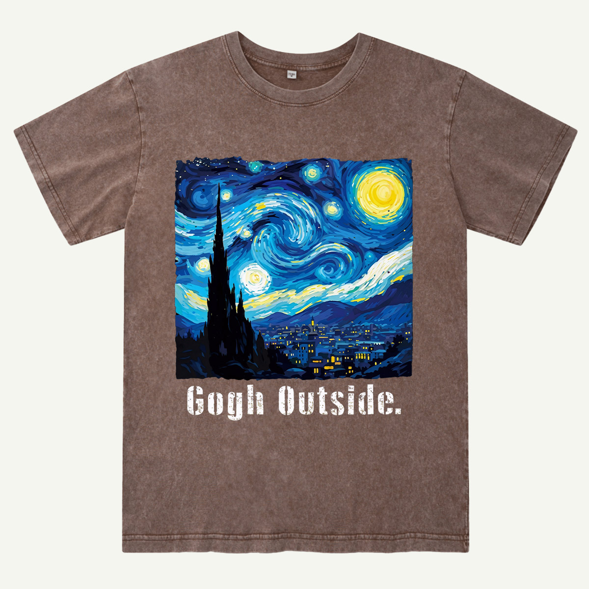 Swirl Night Sky Gogh Outside Washed T-Shirt