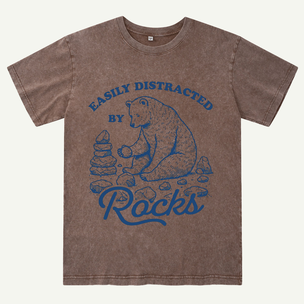 Easily Distracted By Rocks Bear Washed T-Shirt