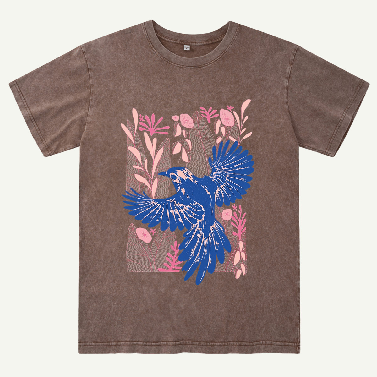 Vintage Blue Bird Botanical Washed T-Shirt