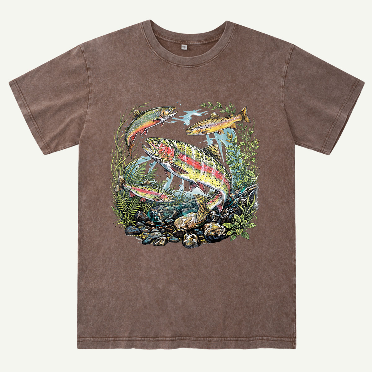 Trout Fishing Freshwater Fish Nature Washed T-Shirt