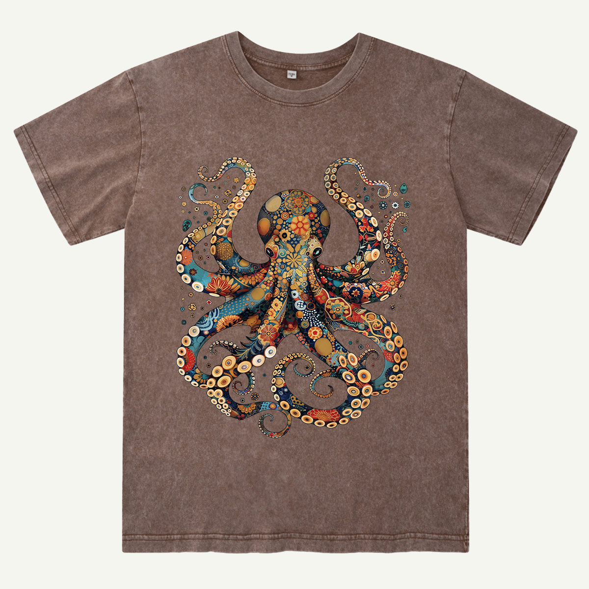Ocean Octopus Artistic Washed T-Shirt