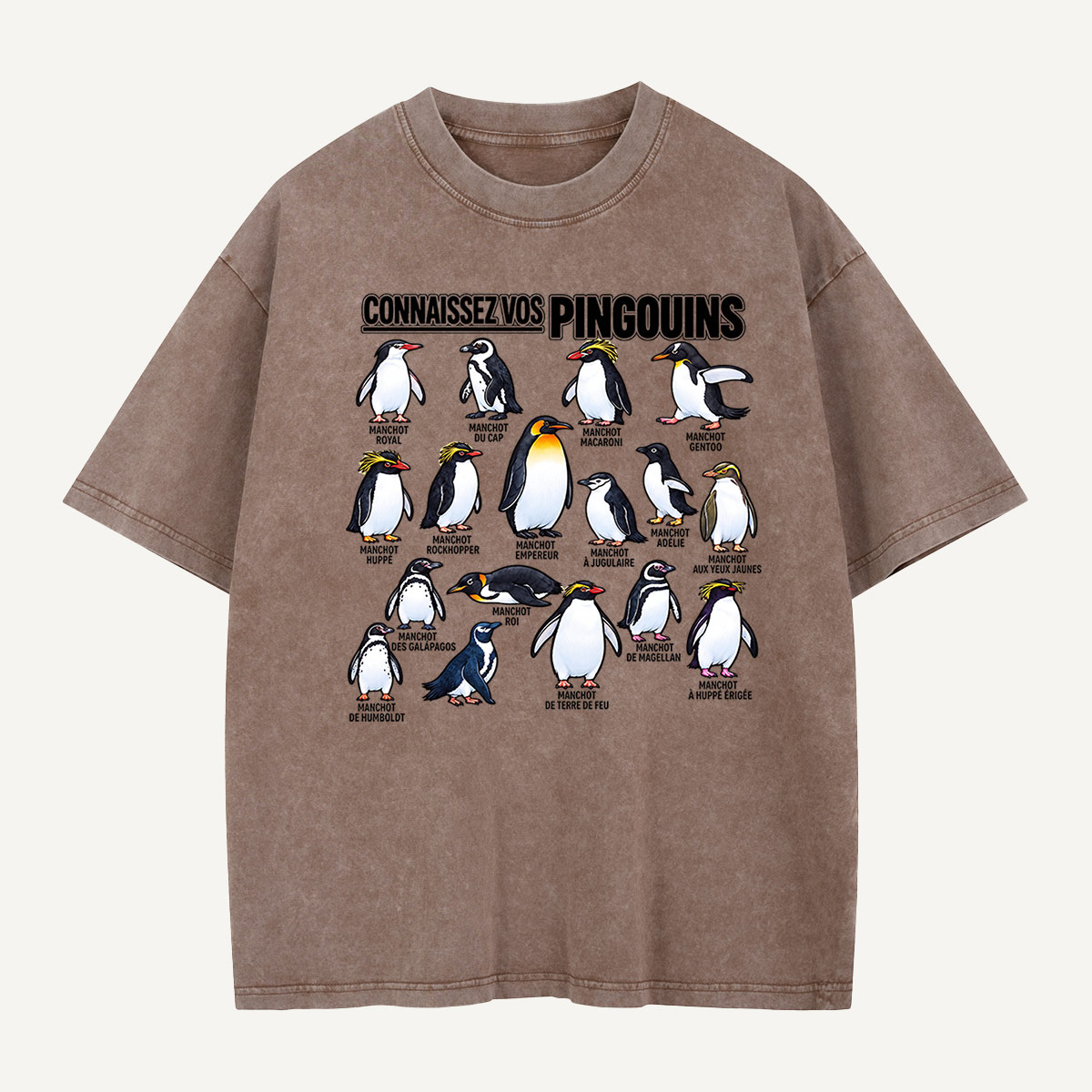 Connaissez Vos Pingouins Penguin Guide Washed T-Shirt