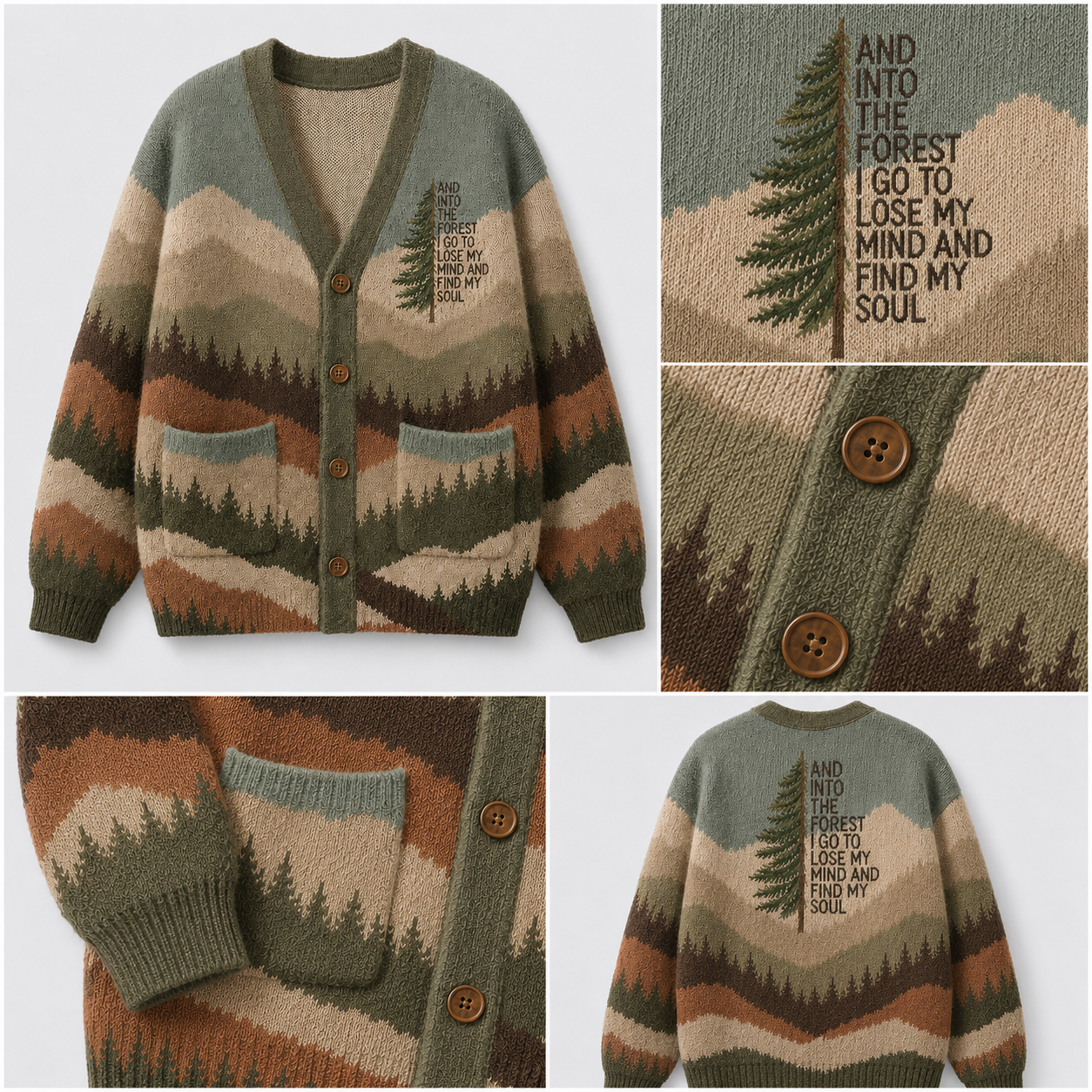 Into the Forest Tree Ugly Cardigan Sweaters