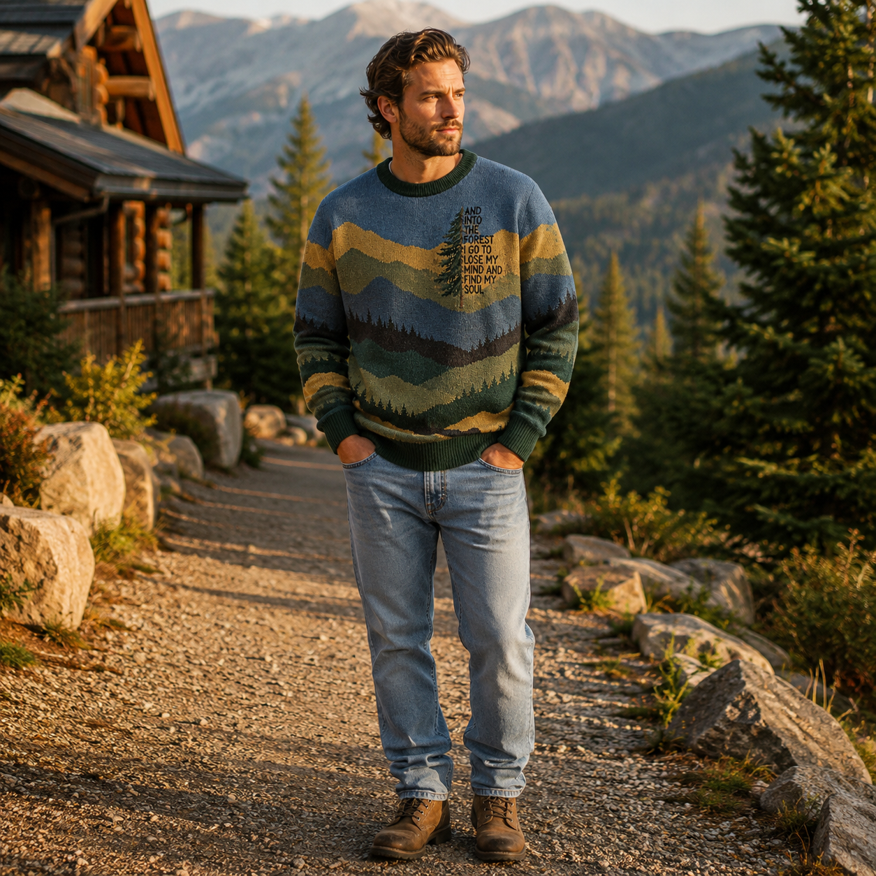 Into the Forest Tree Fuzzy Fleece Sweatshirt