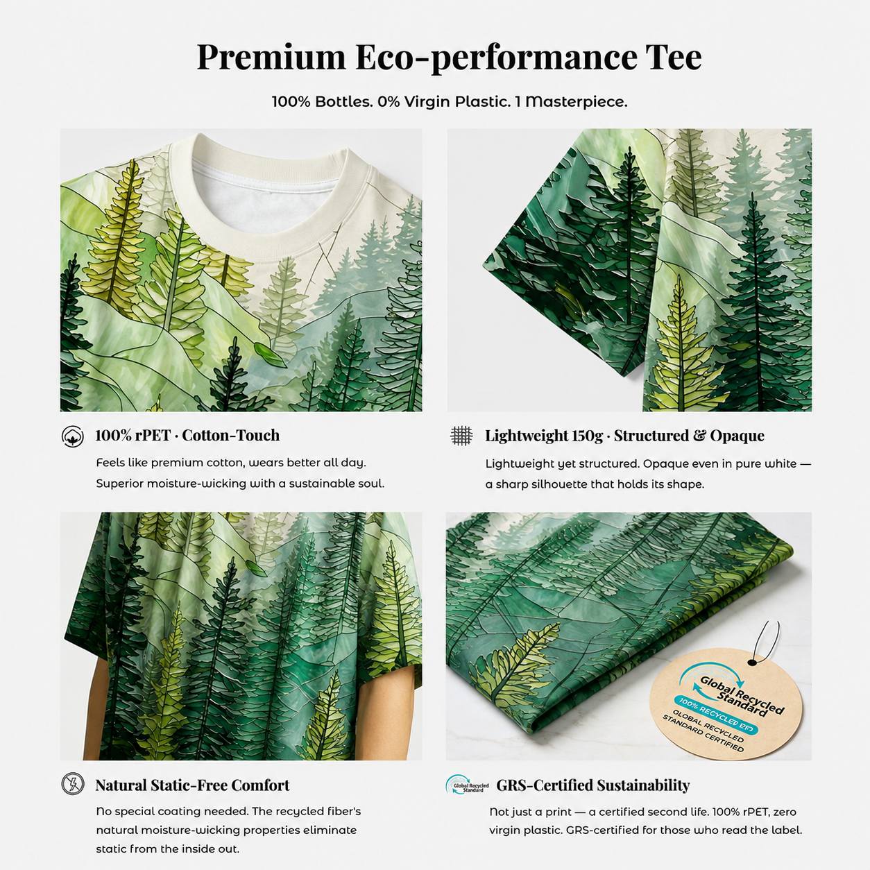 Pine Trees and Mountain Haze Eco All-Over Print T-Shirt