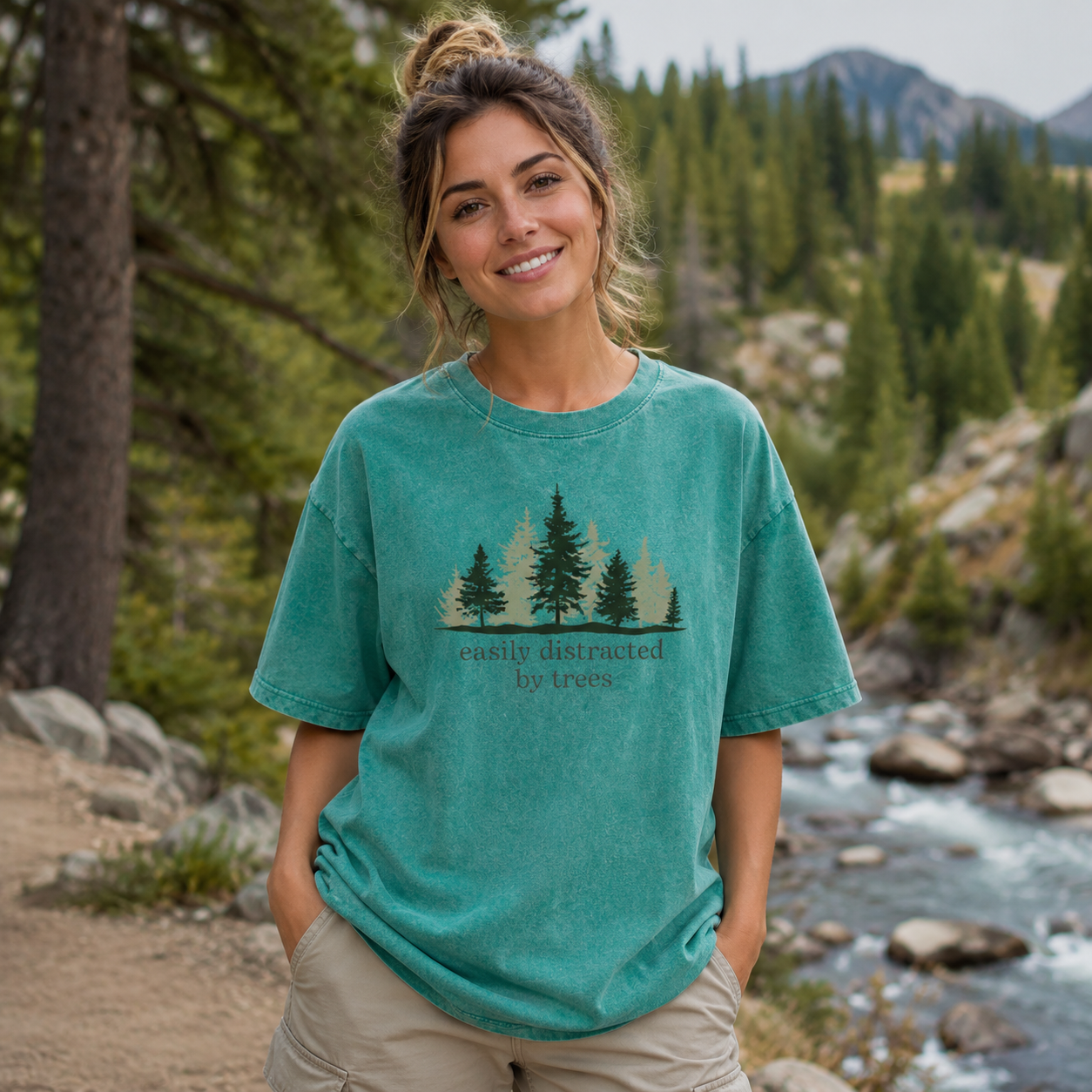 Easily Distracted By Trees Washed T-Shirt