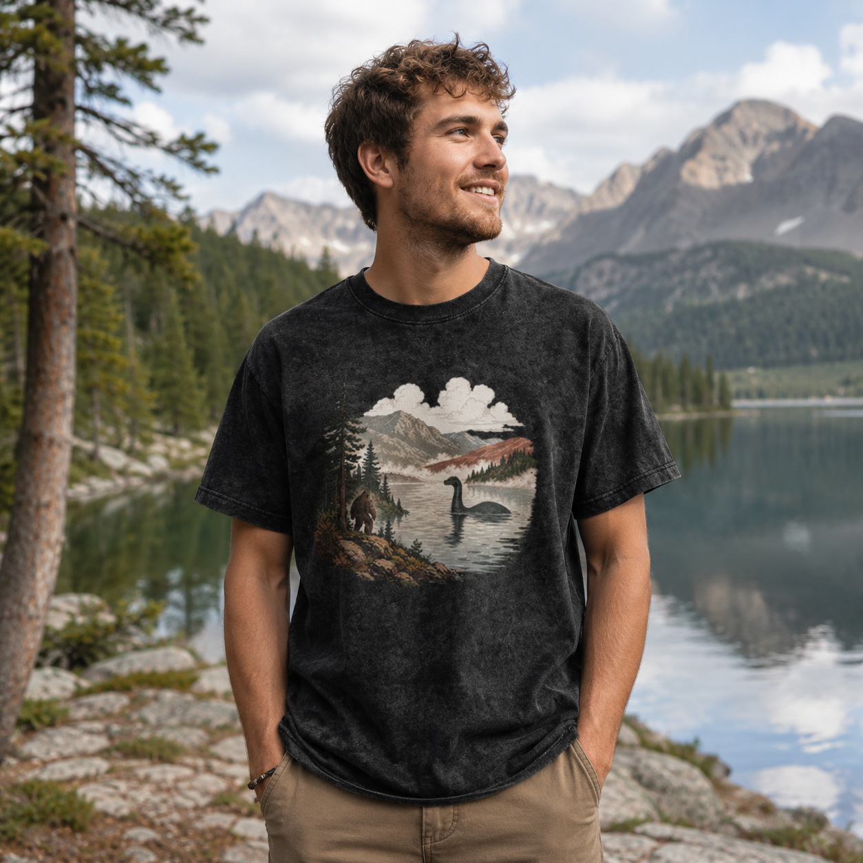 Bigfoot And Lake Monster Washed T-Shirt