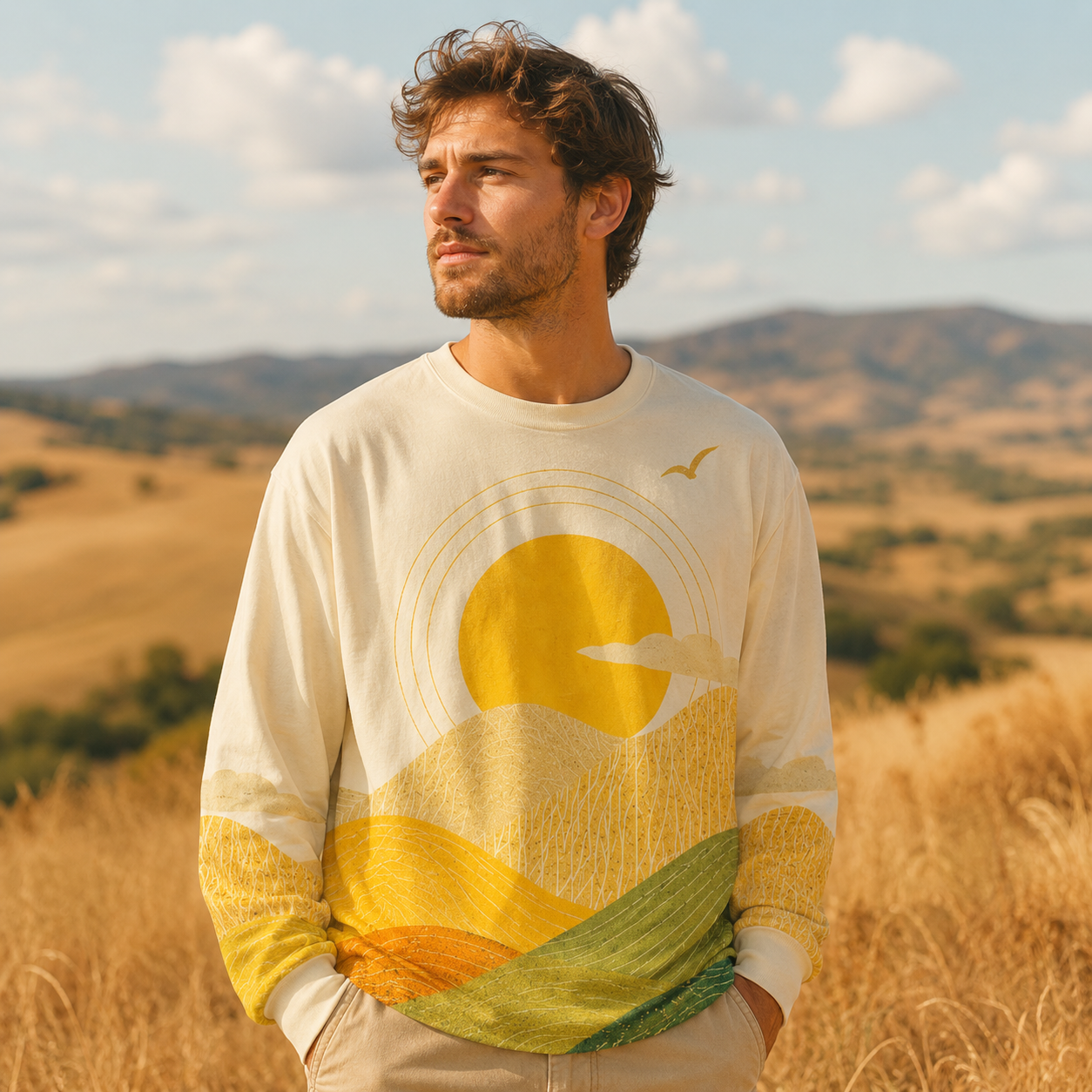 Layered Mountain Premium Cotton Long Sleeves