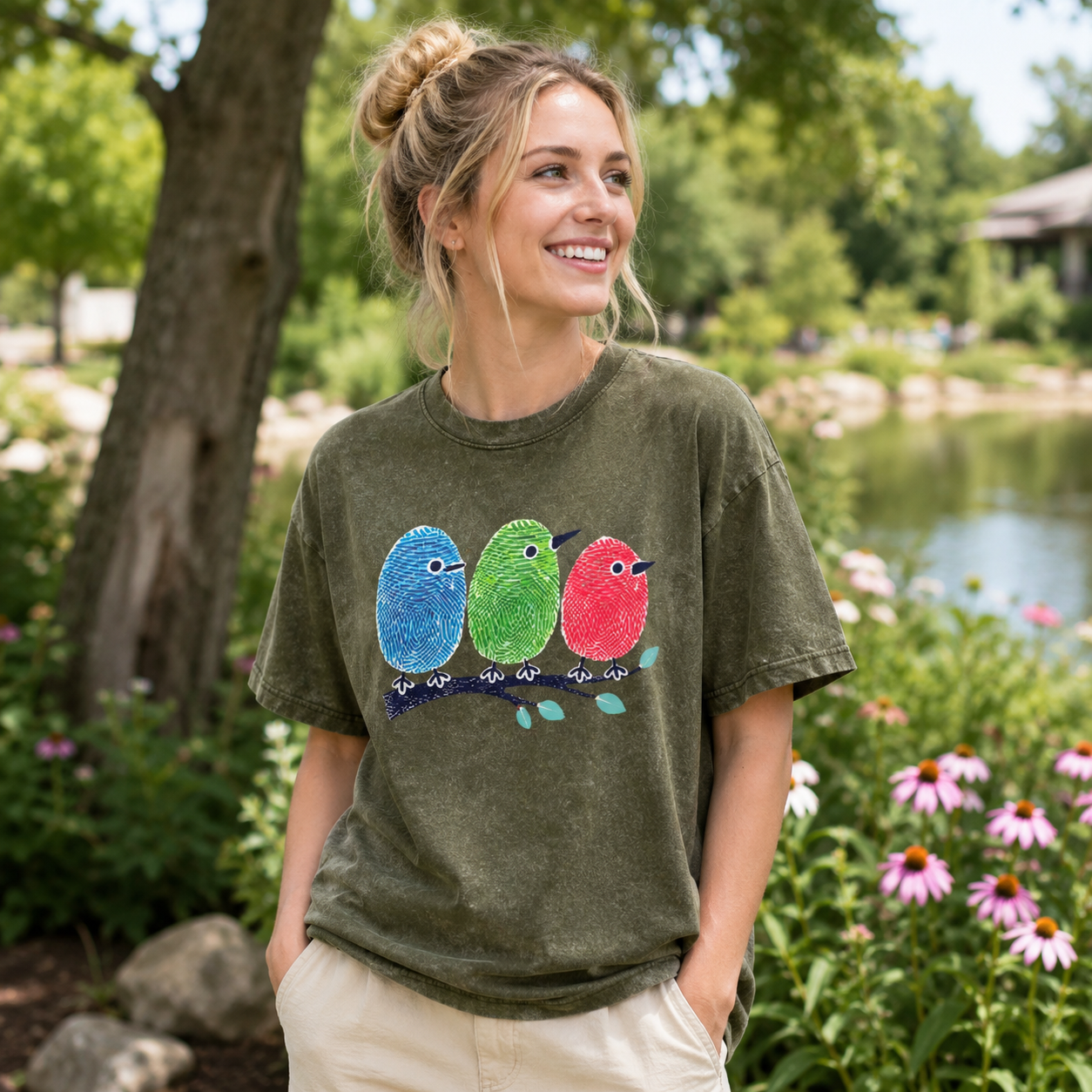 Three Birds Leave Their Mark Washed T-Shirt