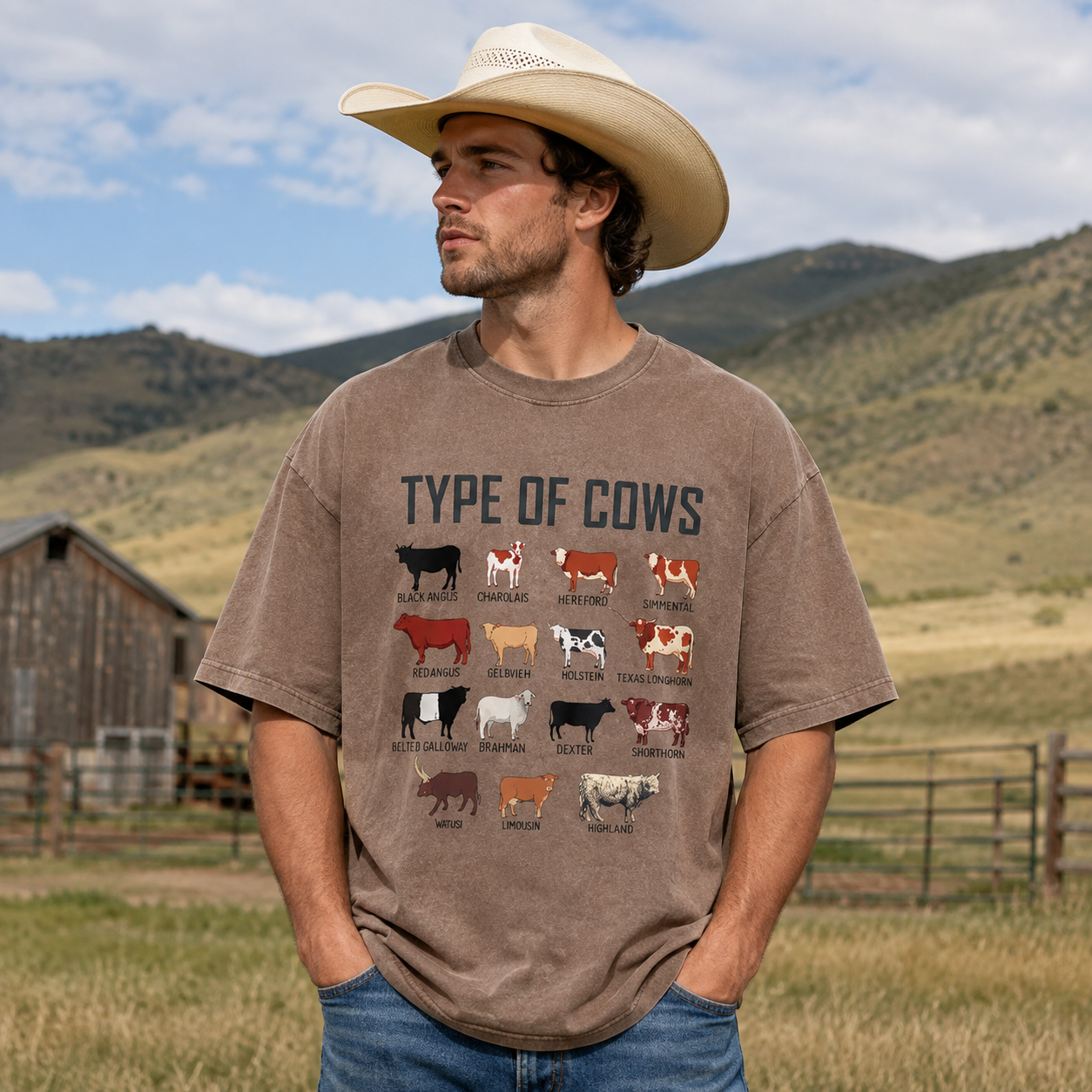 Cow Roll Call Washed T-Shirt