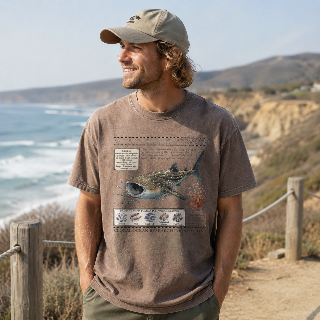 Whale Shark Ocean Field Guide Washed T-Shirt