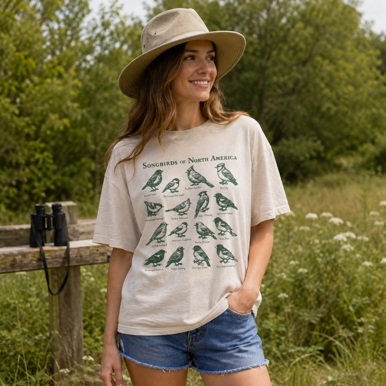 Songbirds Of North America Field Guide Washed T-Shirt