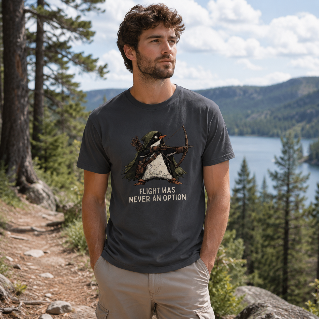 Flight Was Never An Option Archer Penguin T-Shirt