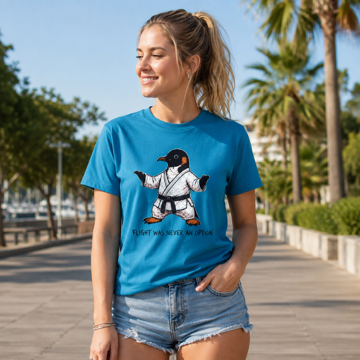 Flight Was Never An Option Martial Arts Penguin T-Shirt