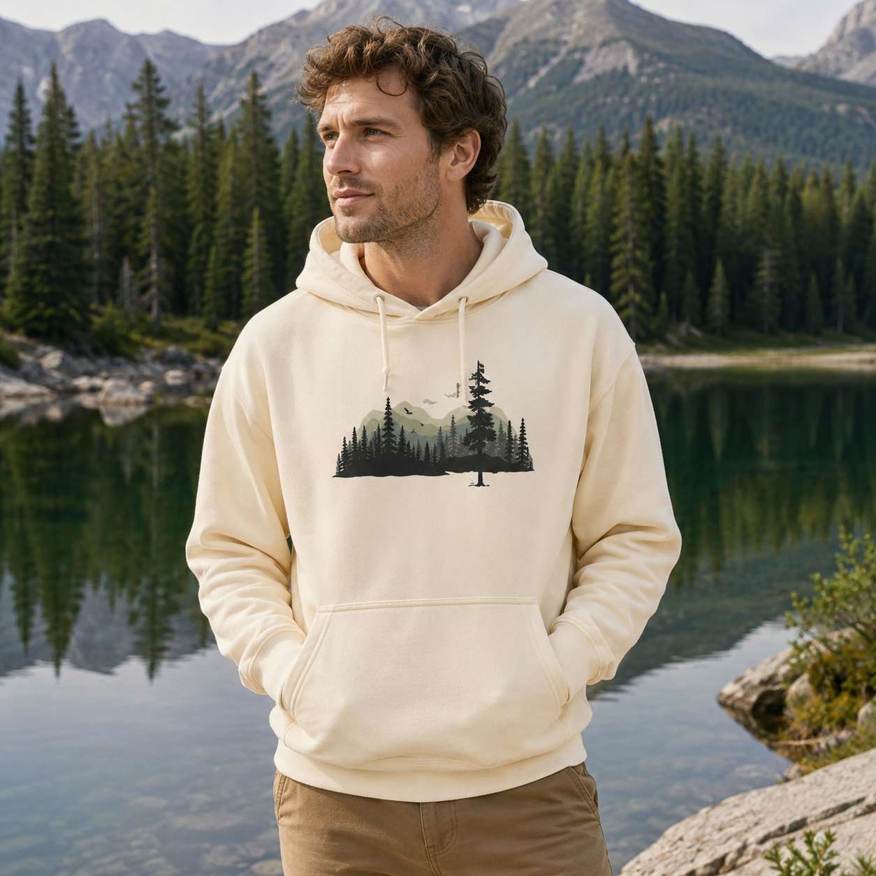 Pine Island Lake Reflection Hoodie