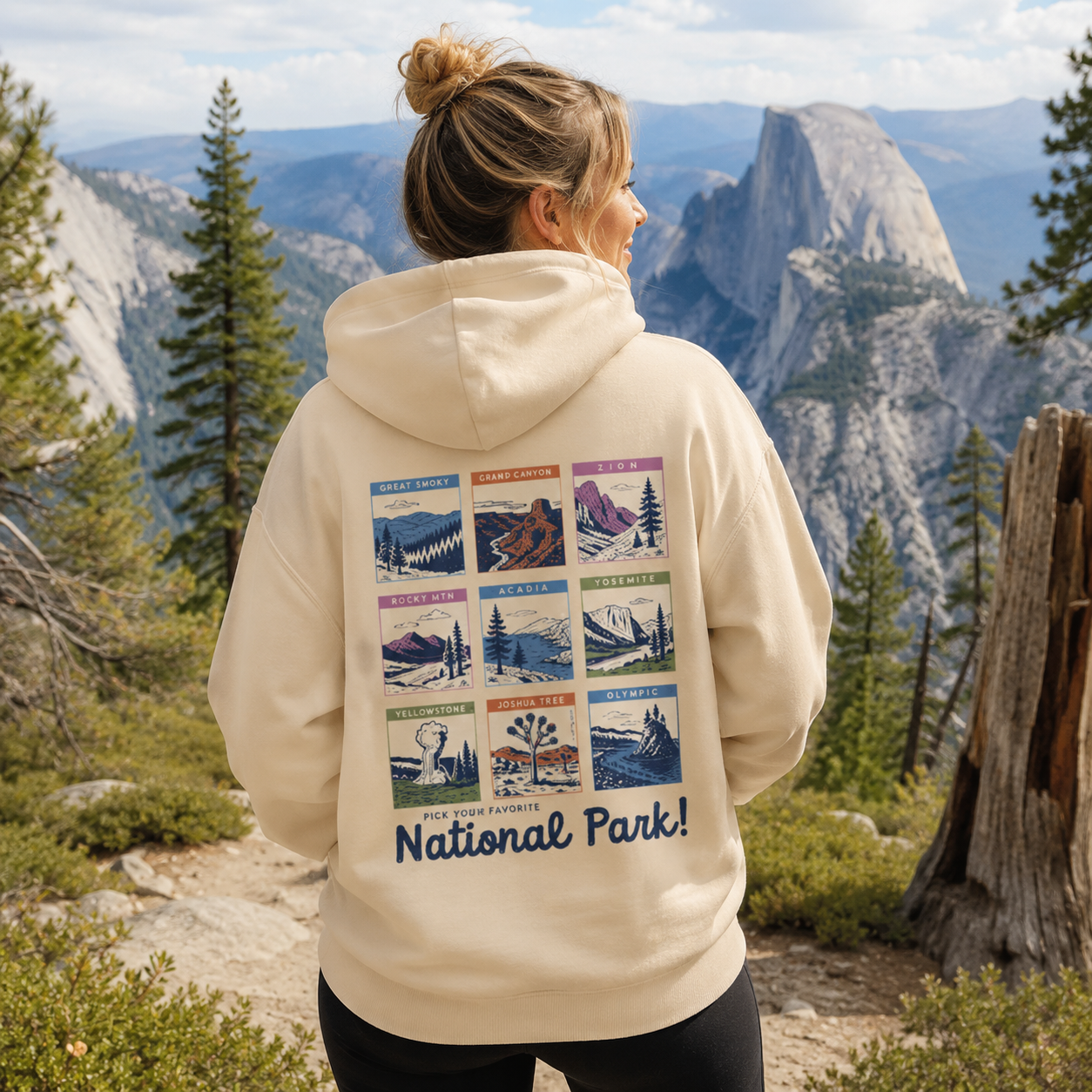 National Park Scenic Poster Collection Back Printed Hoodie