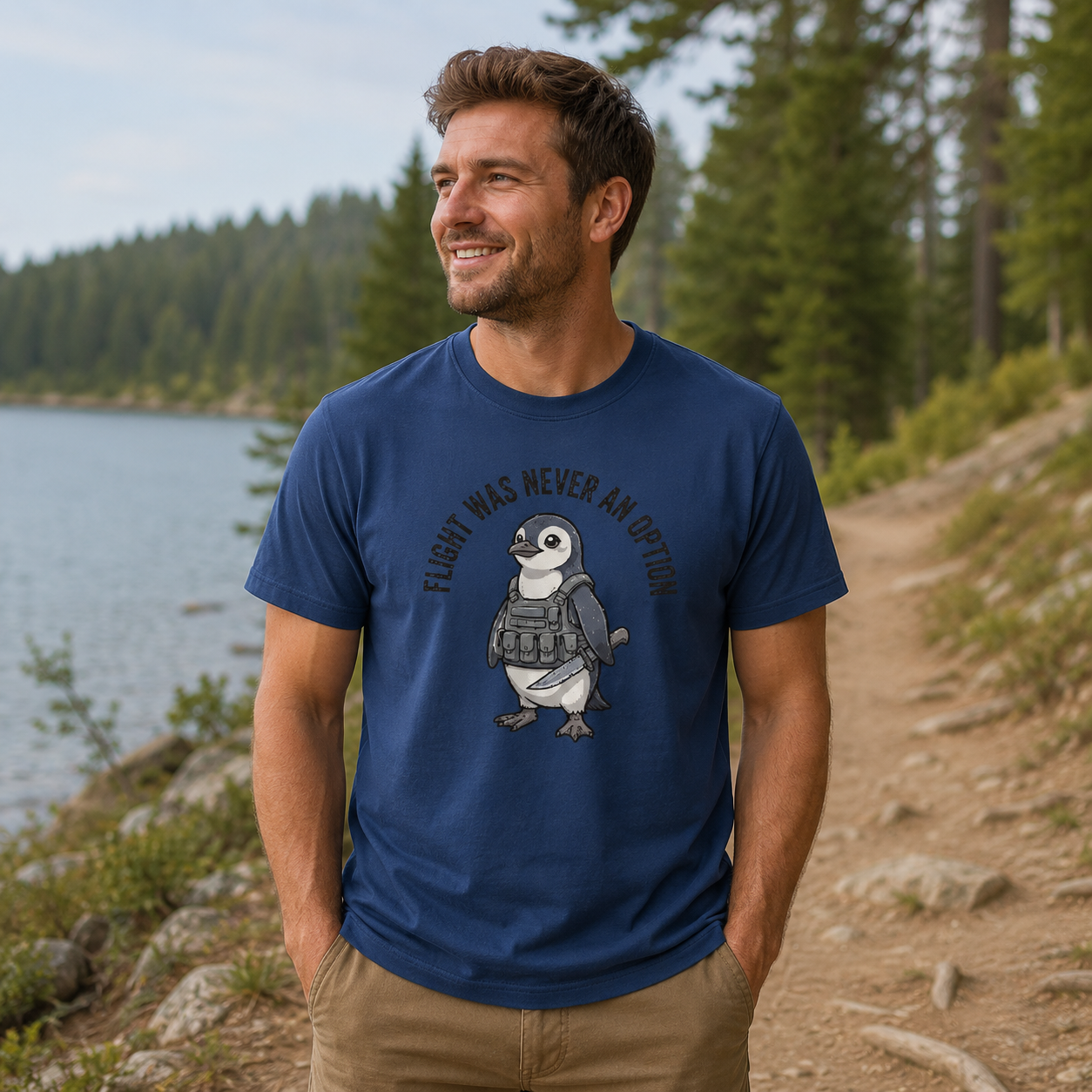 Flight Was Never An Option Belt Knife Penguin T-Shirt