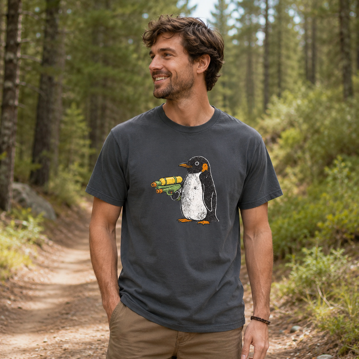 Flight Was Never An Option Water Gun Penguin T-Shirt