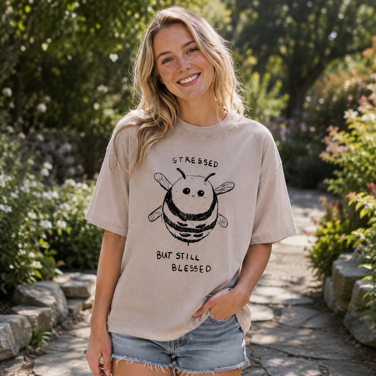 Stressed but Still Blessed Bee Washed T-Shirt