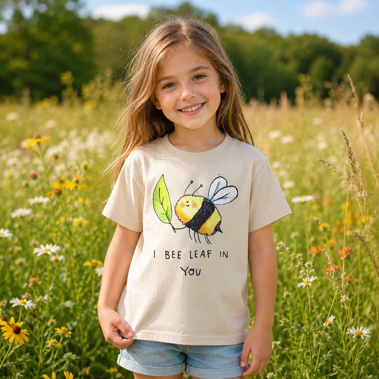 I Bee Leaf In You Kids Washed T-Shirt