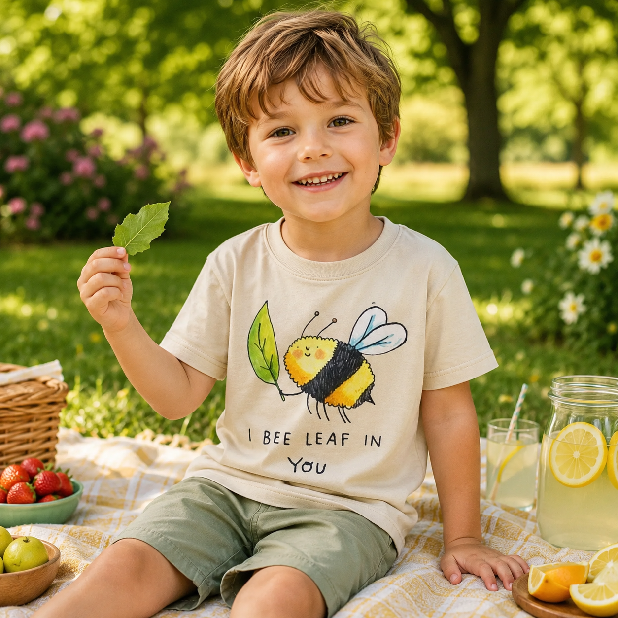 I Bee Leaf In You Kids Washed T-Shirt