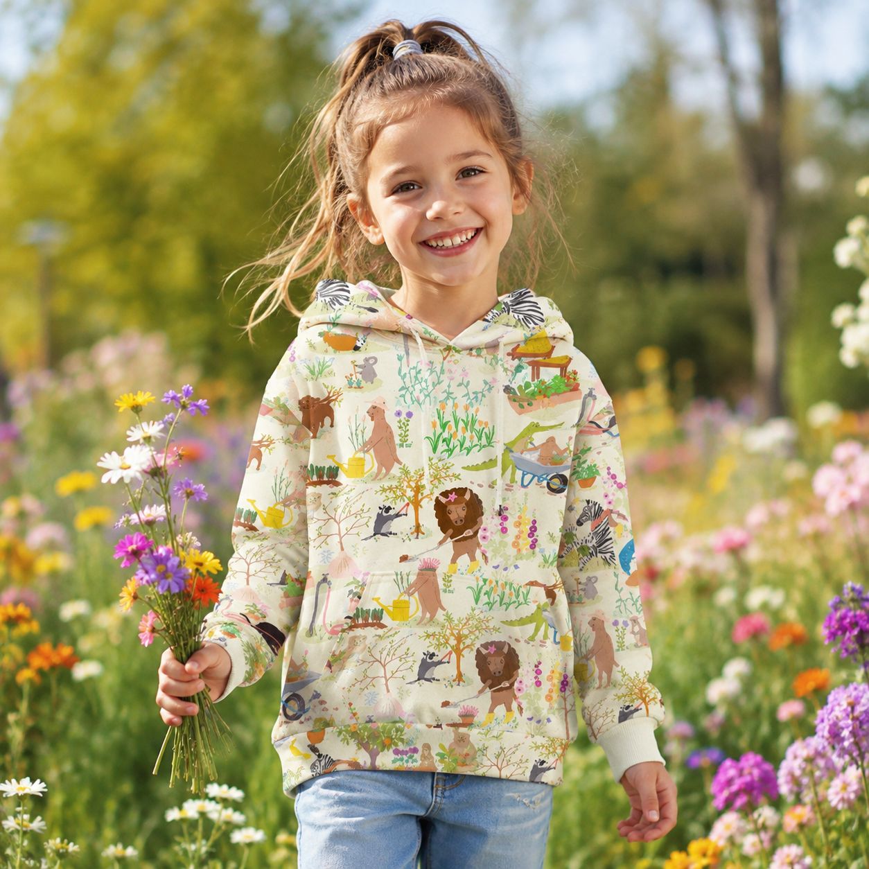 Garden Animals Kids Premium Eco Hoodie