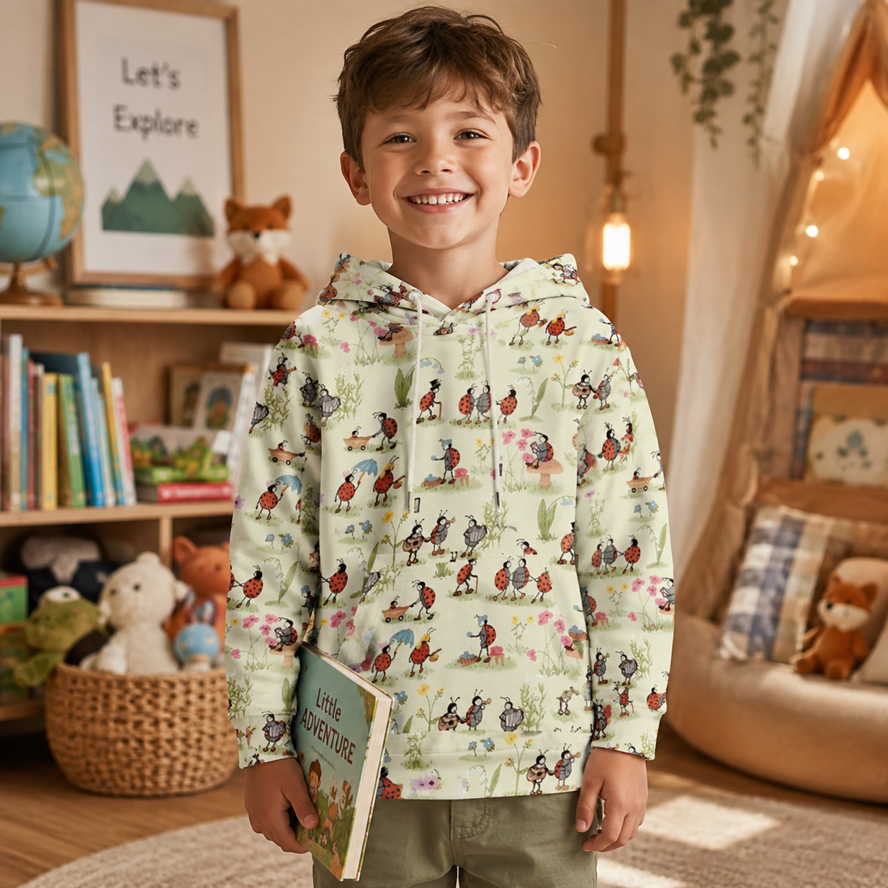 Ladybug and Flower Kids Premium Eco Hoodie
