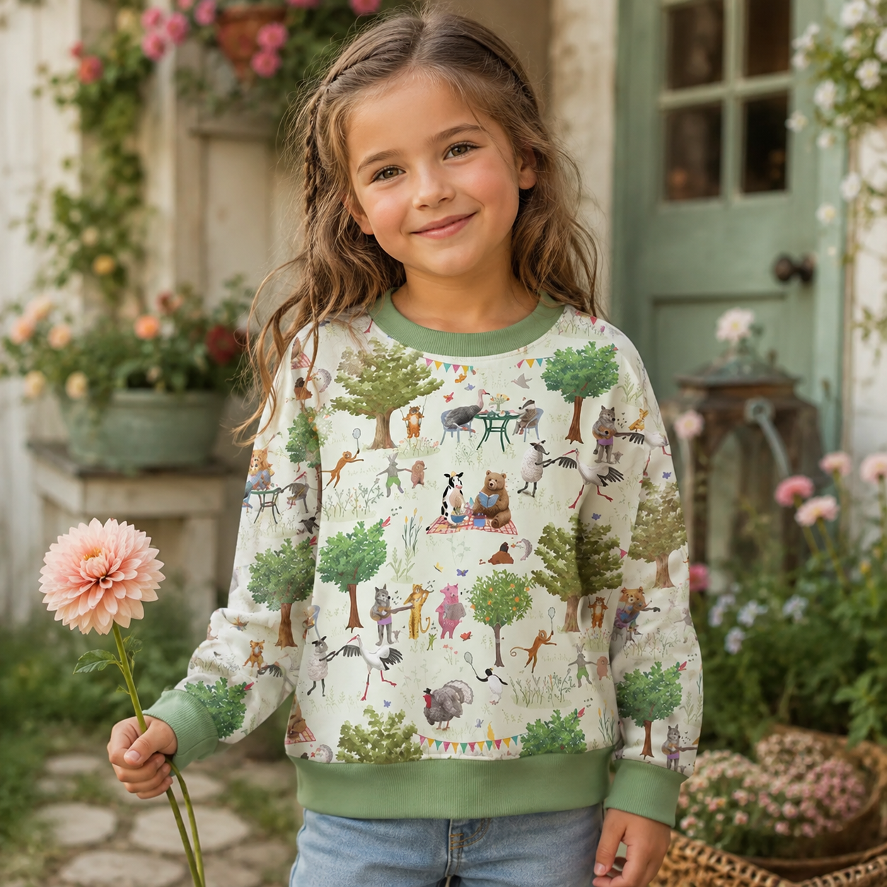 Woodland Animals Picnic Party Kids Premium Eco Sweatshirts