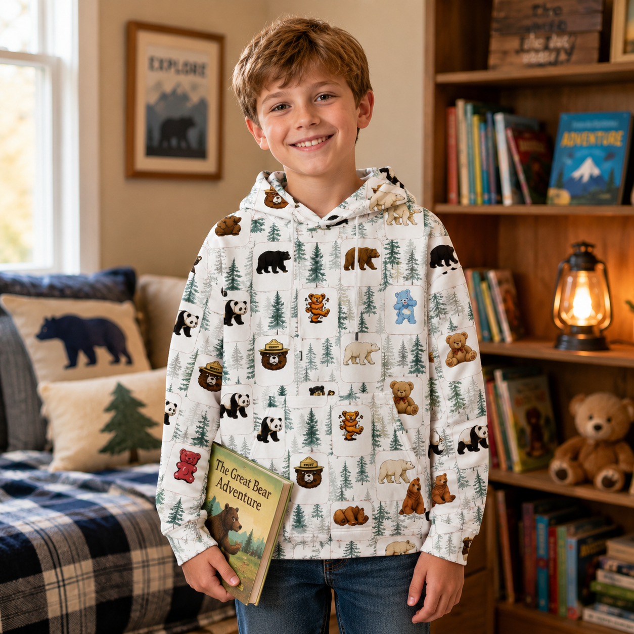 Department of Wildlife Bear Identification Kids Premium Eco Hoodie