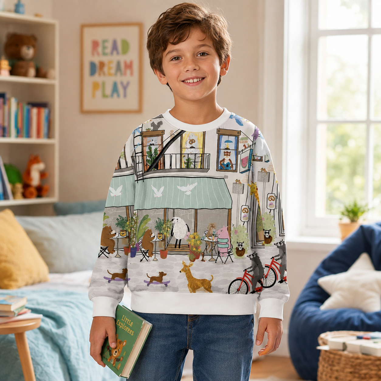 Animal City Life Apartment Kids Premium Eco Sweatshirts