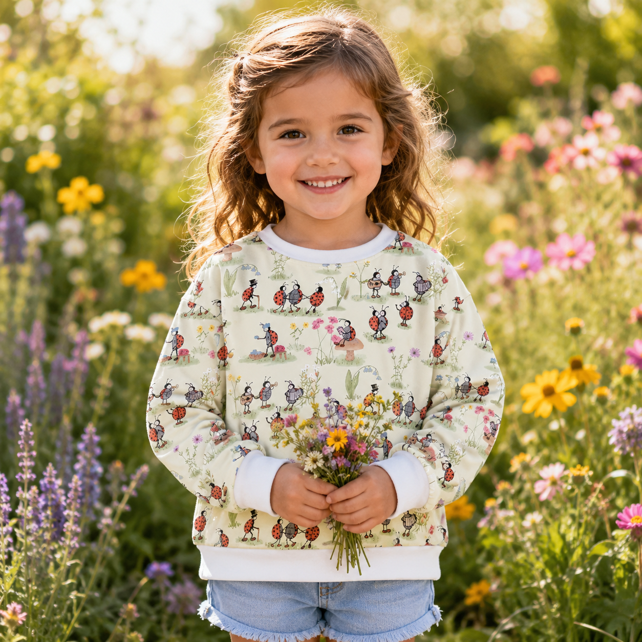 Ladybug and Flower Kids Premium Eco Sweatshirts