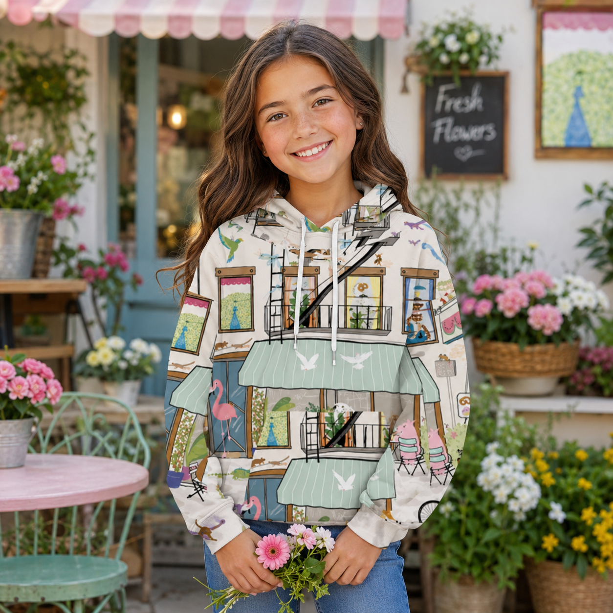 Animal City Life Apartment Kids Premium Eco Hoodie