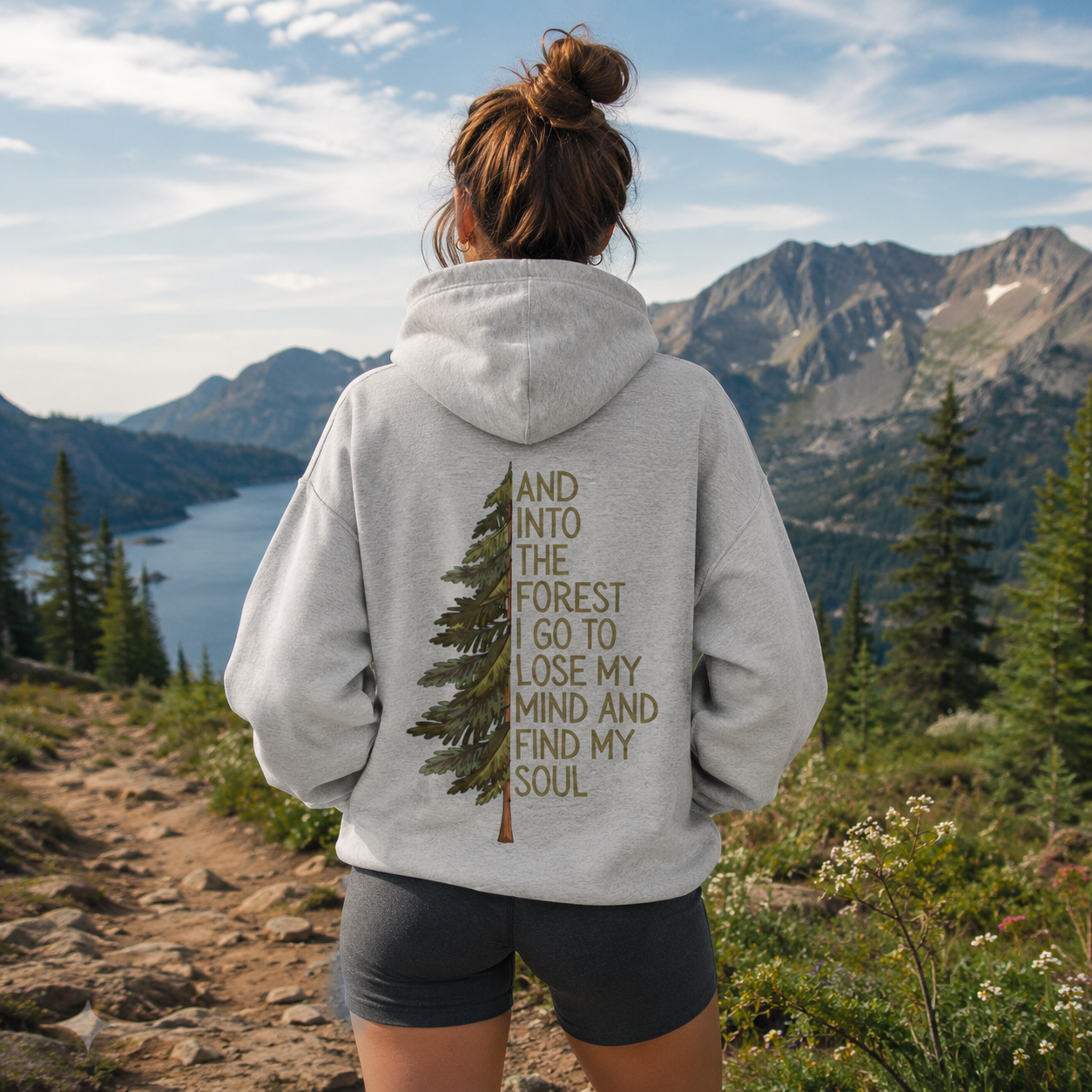 Into the Forest Tree Quote Back Printed Hoodie