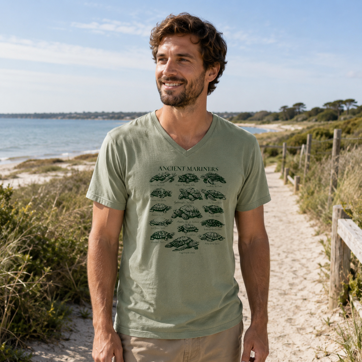 Ancient Mariners Sea Turtle Guide V-neck T-Shirt