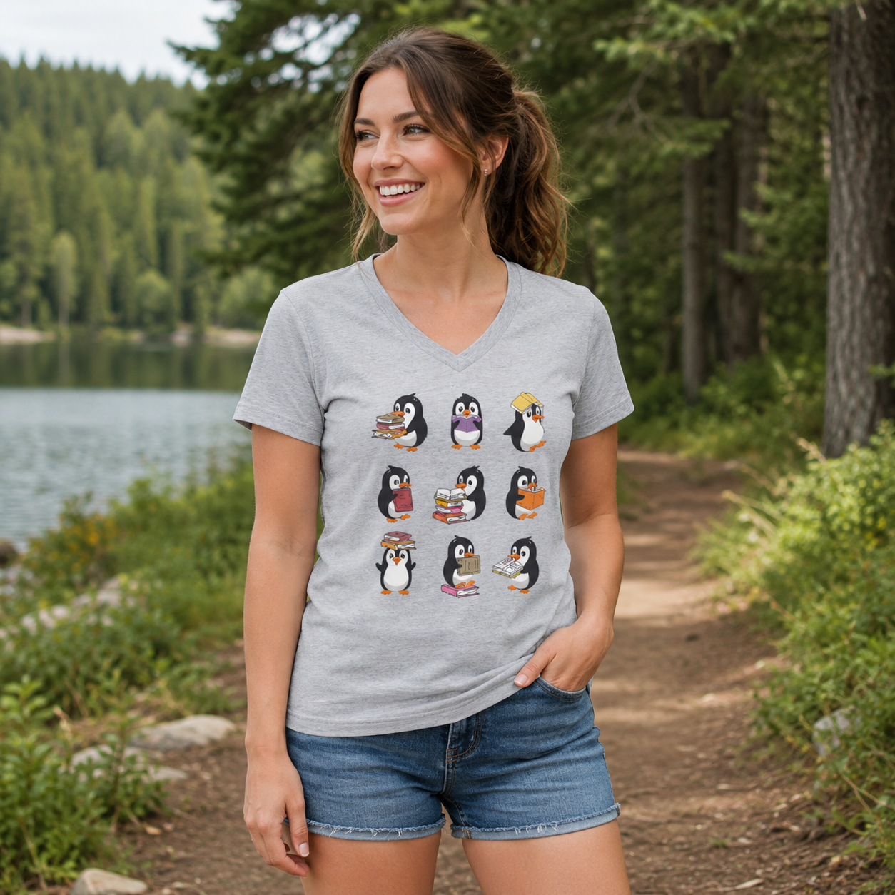 Penguin Personalities Mood Chart V-neck T-Shirt