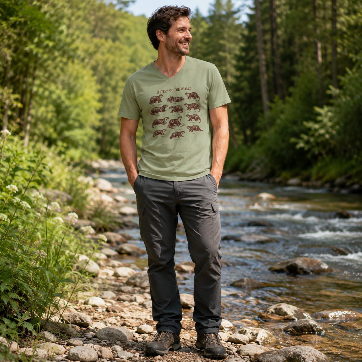 Otters Of The World Wildlife Guide V-neck T-Shirt