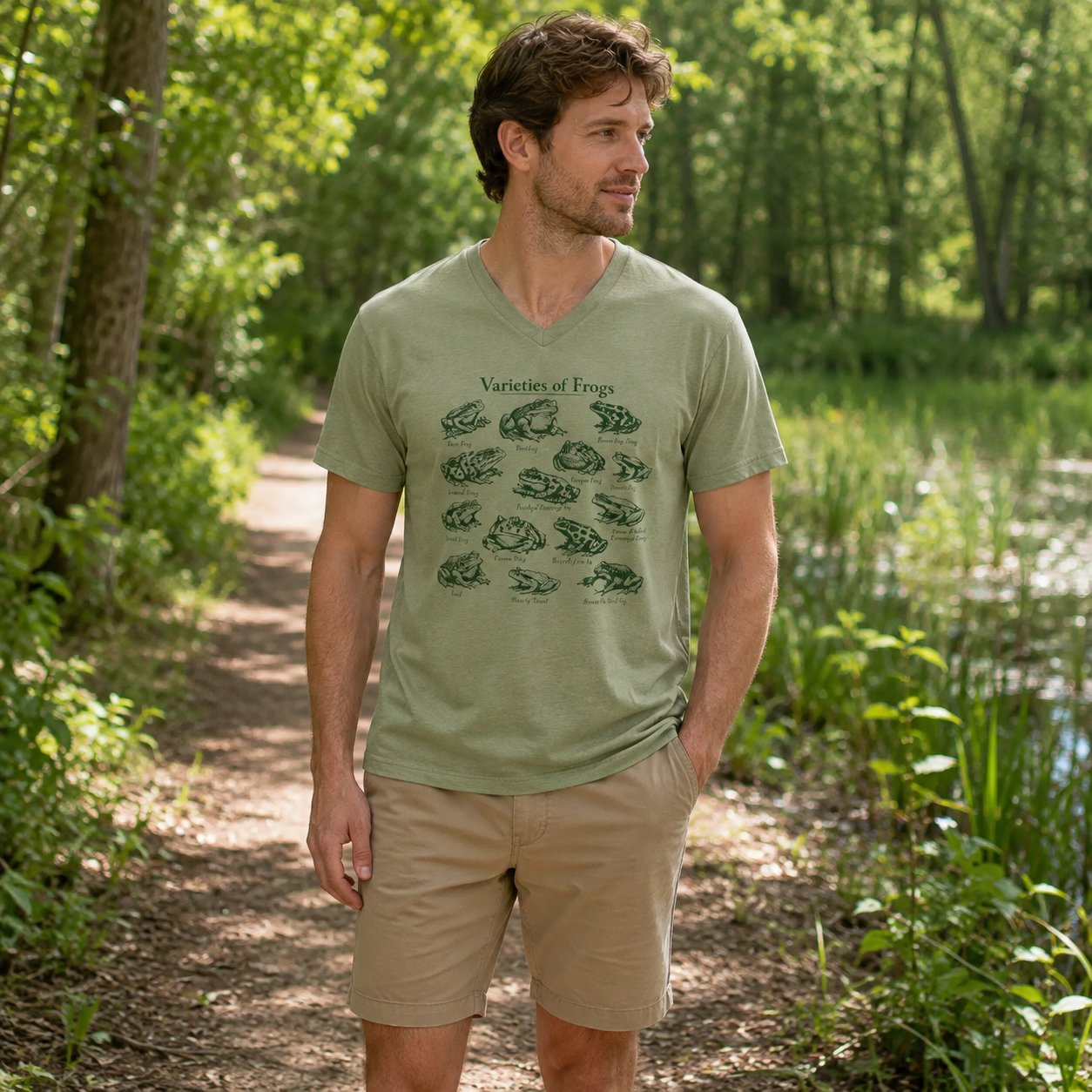 Varieties Of Frogs Amphibian Guide V-neck T-Shirt