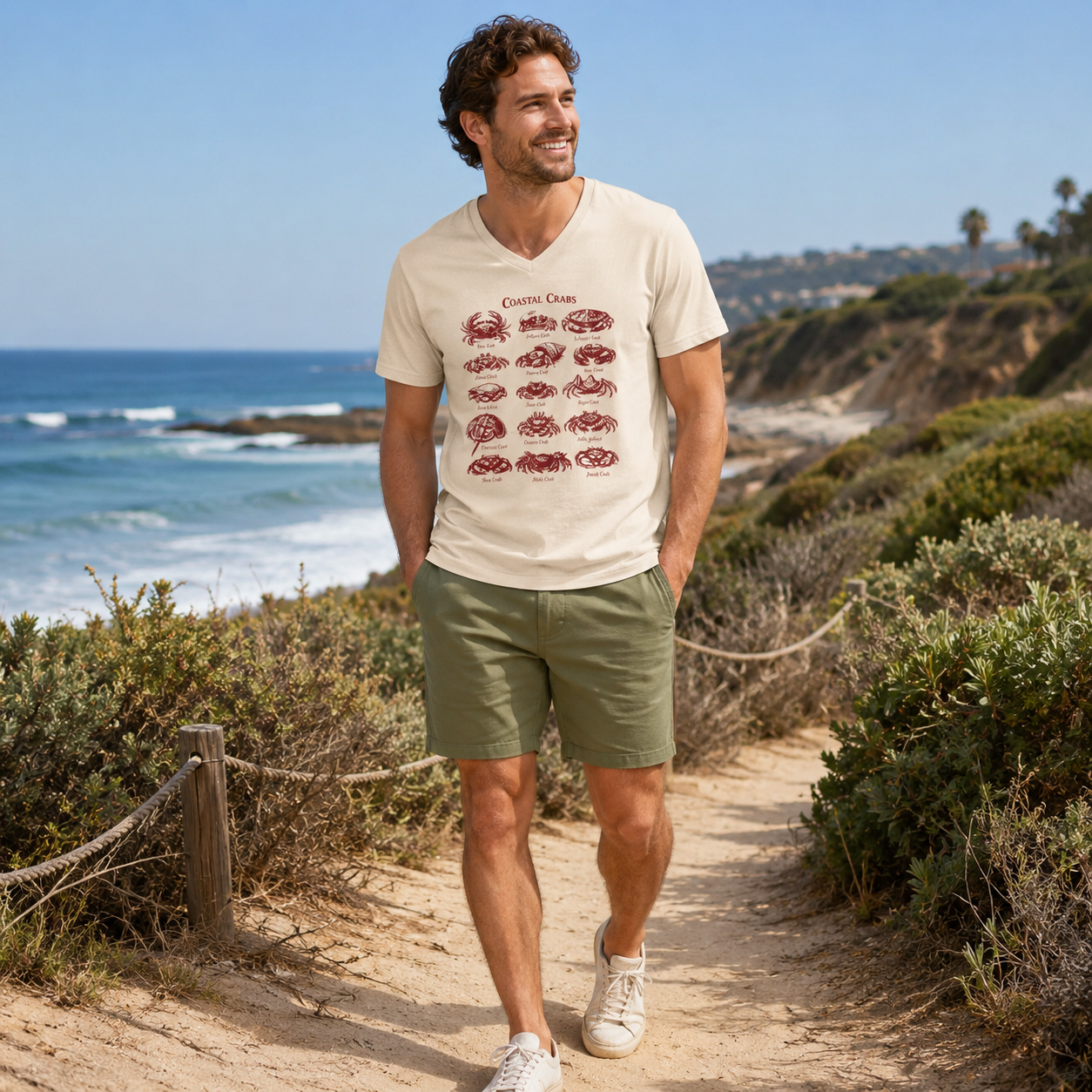 Coastal Crabs Marine Field Guide V-neck T-Shirt