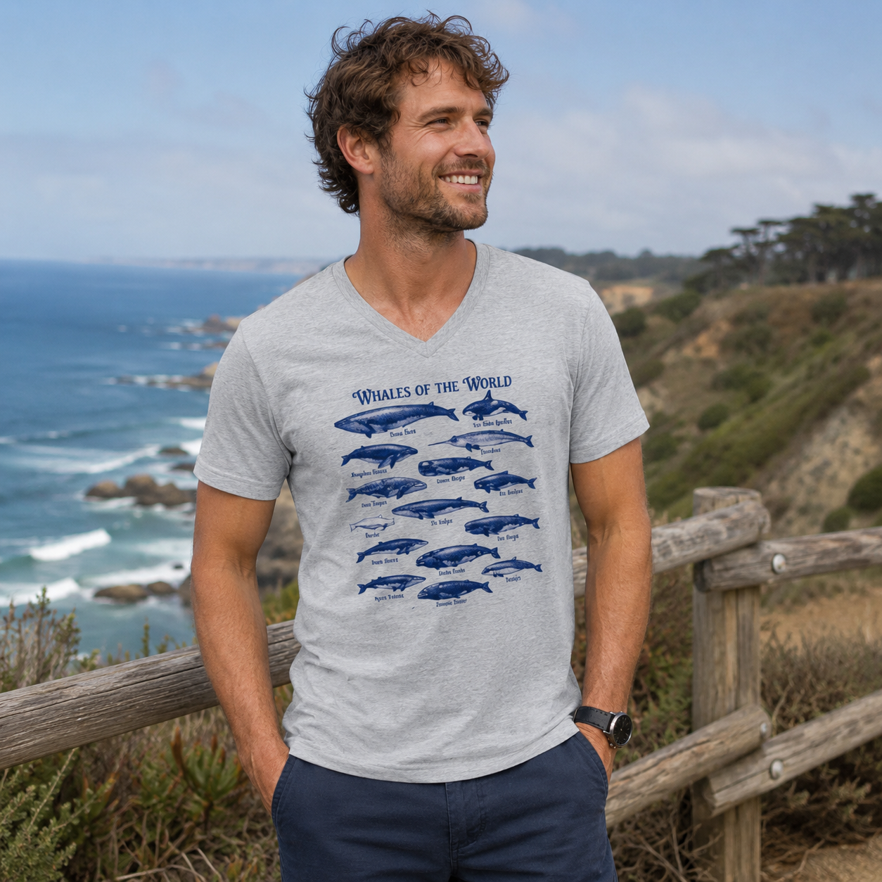 Whales Of The World Marine Guide V-neck T-Shirt