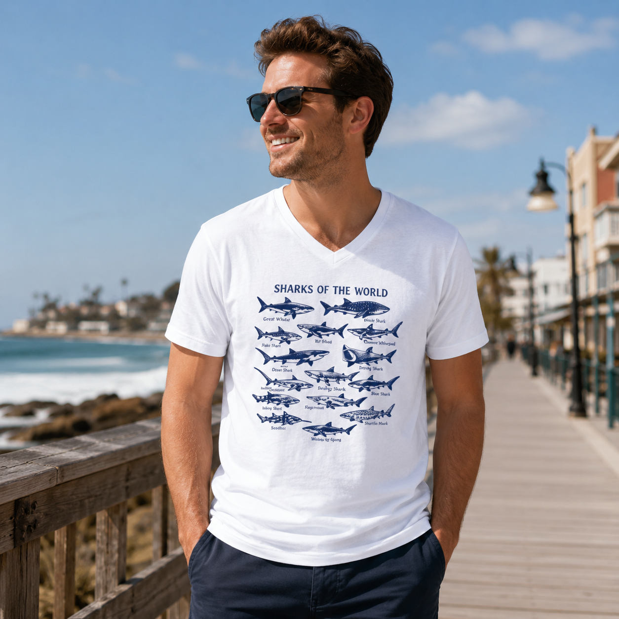 Sharks Of The World Field Guide V-neck T-Shirt