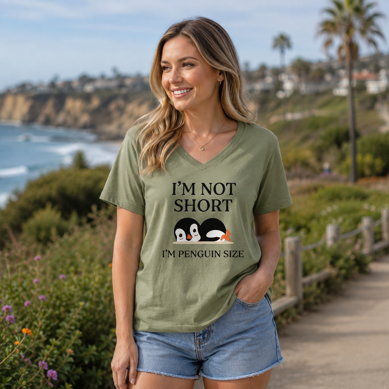 Im Not Short Im Penguin Size V-neck T-Shirt