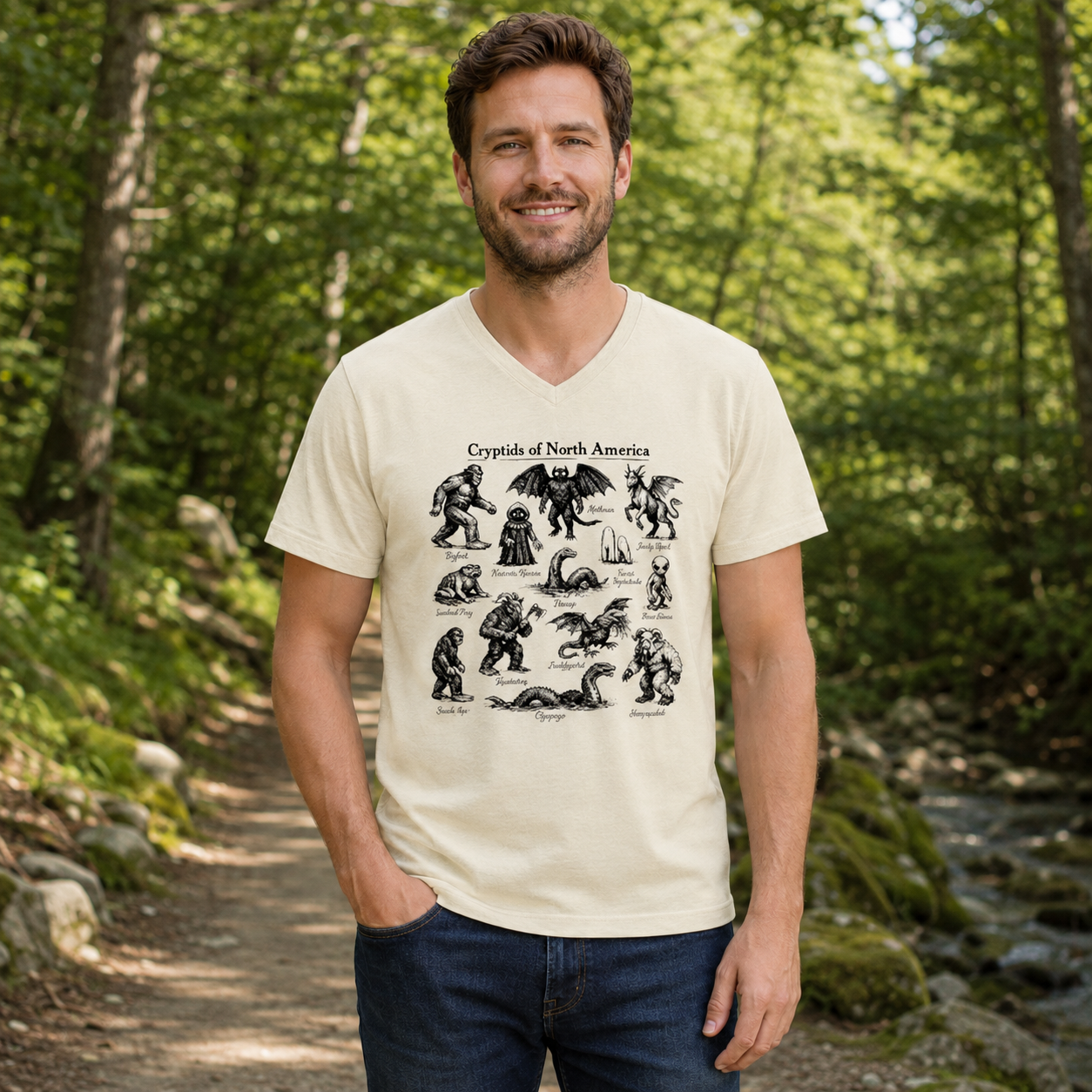 Cryptids Of North America Field Guide V-neck T-Shirt