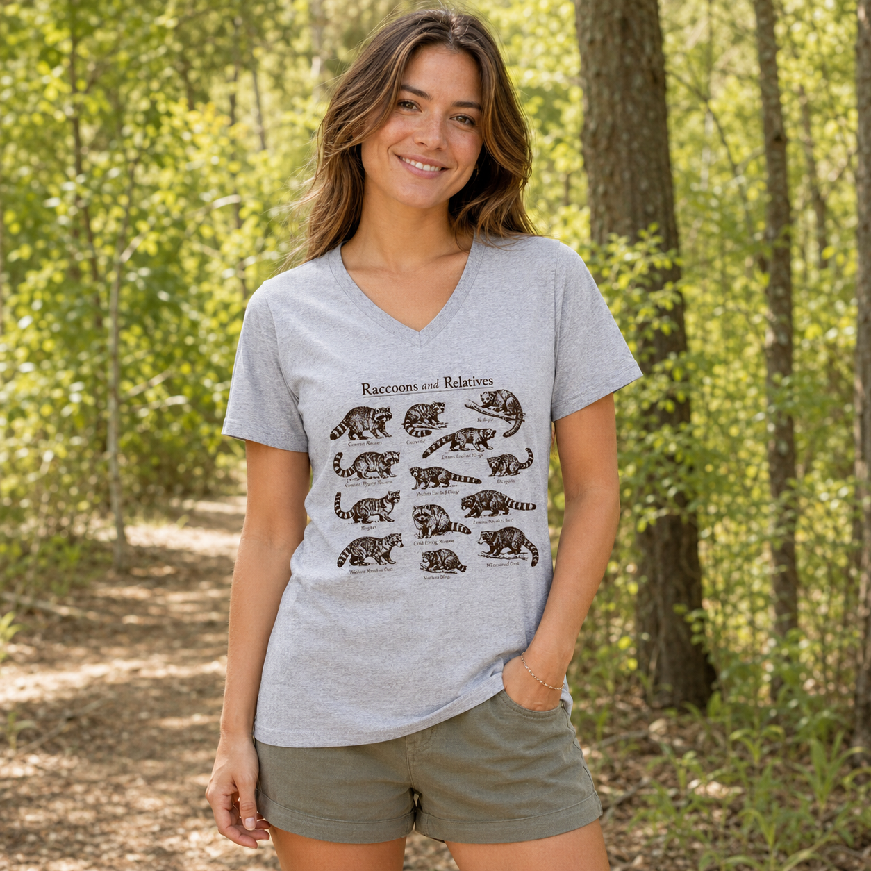 Raccoons And Relatives Vintage Field Guide V-neck T-Shirt