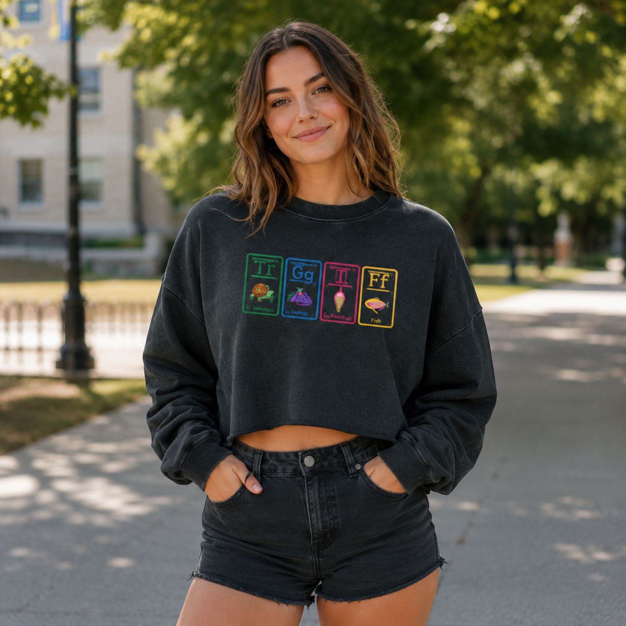 Nature Elements Periodic Chart Women's Washed Cropped Sweatshirt