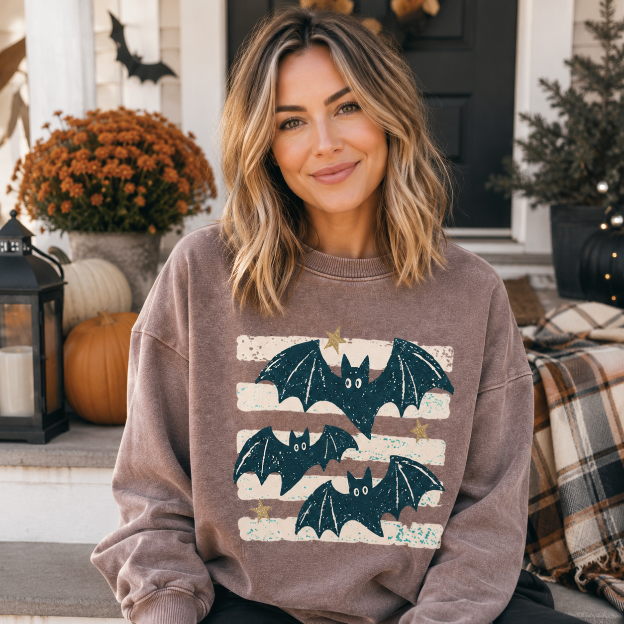 Three Bats After Dark Washed Sweatshirts