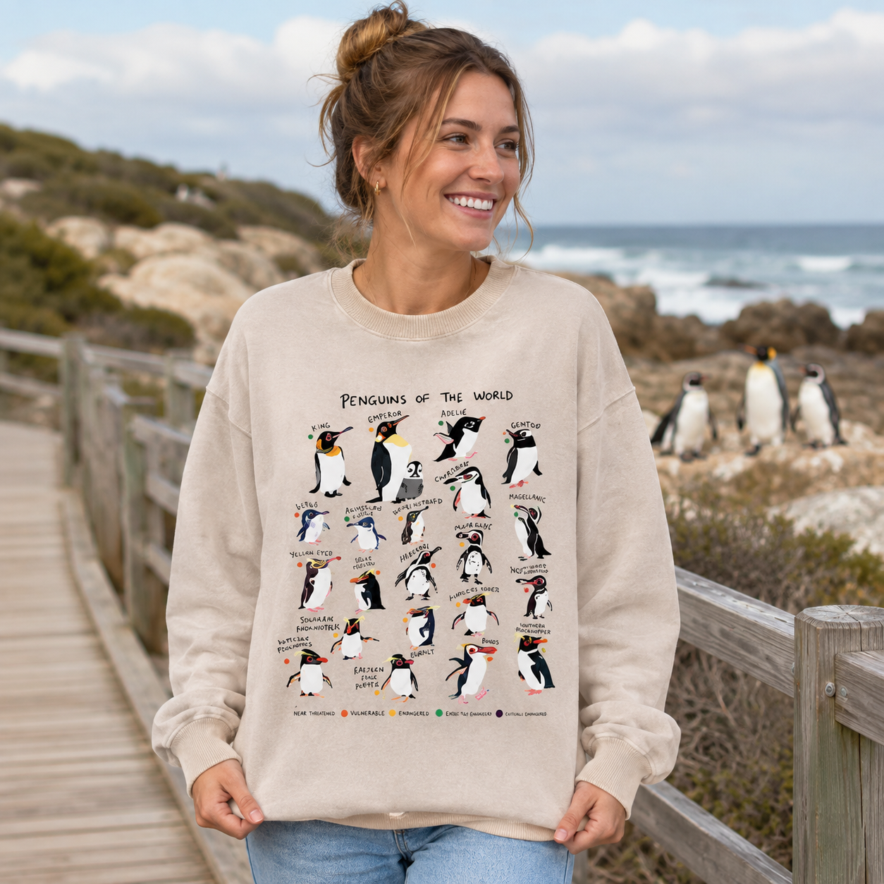 Penguins Of The World Guide Washed Sweatshirts