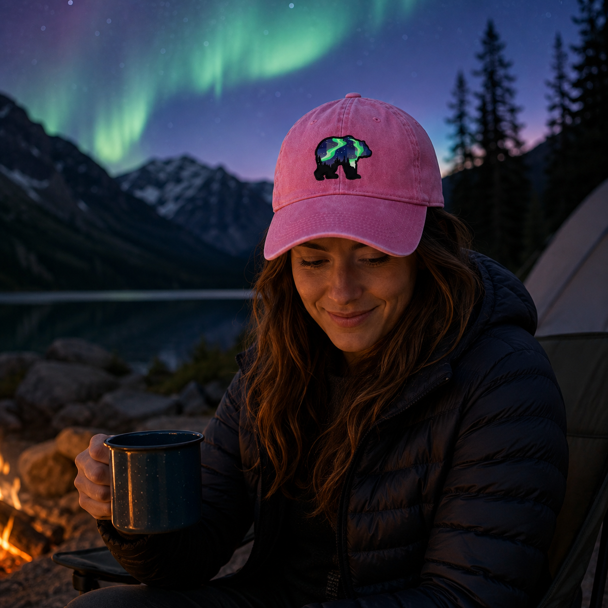 Northern Lights Grizzly Bear Hat