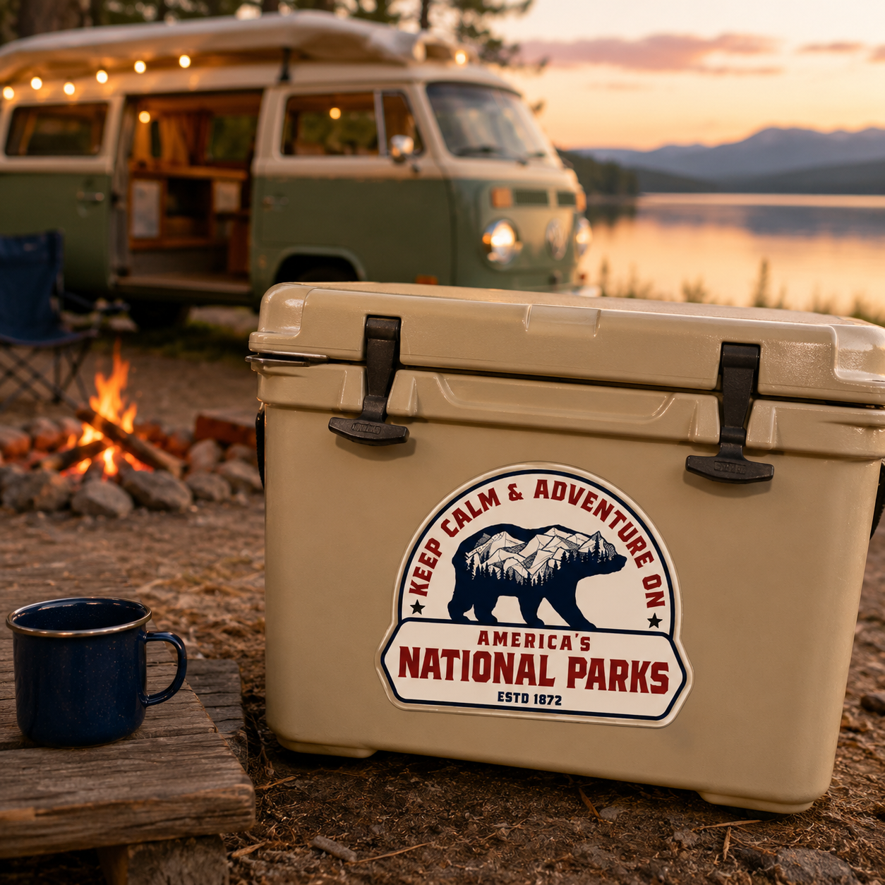 Keep Calm & Adventure On America's National Parks Sticker
