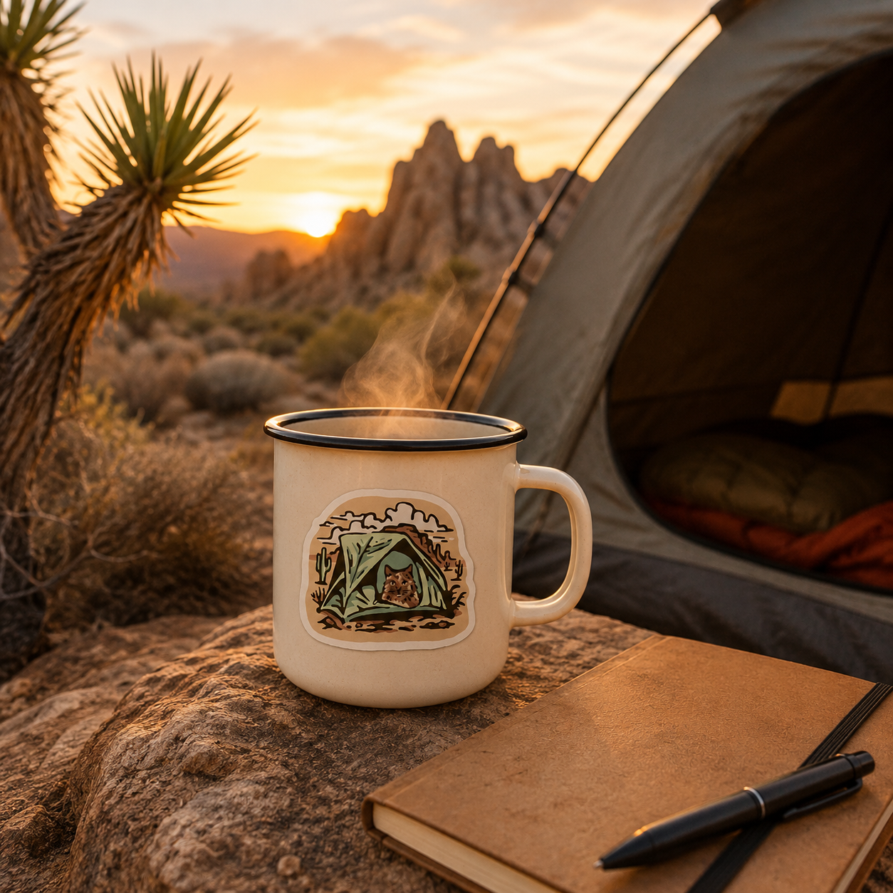 Camping Kitty Sticker