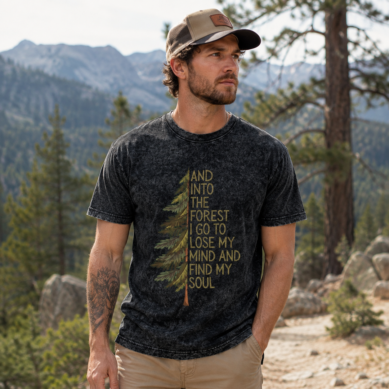 Into the Forest Tree Quote Washed T-Shirt